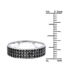 Platinum Anniversary Ring Black Diamond 3 Row Eternity Band For Men & Women 2.85Ct -H'Hen Sale Store 001041bk 001041bk ruler white