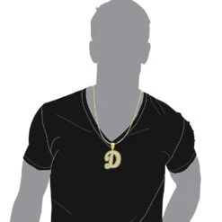 Large Diamond Initial Letter Pendant For Men 10K Yellow Gold White Blue Diamonds 16 Large Diamond Initial Letter Pendant For Men 10K Yellow Gold White Blue Diamonds -H'Hen Sale Store 018028 bodye