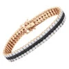 Men's White Black Diamond Tennis Bracelet 10K Rose Gold 3 Rows 1.85 Carat -H'Hen Sale Store 018070 ro
