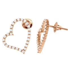 1 Carat Diamond Heart Hoop Earrings 14K White Gold 3/4 Inch Ladies Hoops 9 1 Carat Diamond Heart Hoop Earrings 14K White Gold 3/4 Inch Ladies Hoops -H'Hen Sale Store 1 carat diamond heart hoop earrings 14k gold 12 inch 100665 rose