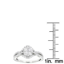 1 Carat Luxurman Ladies Diamond Engagement Ring Cluster Diamonds 14K White Gold -H'Hen Sale Store 1 carat luxurman ladies diamond engagement ring cluster diamonds 14k gold rulerwh