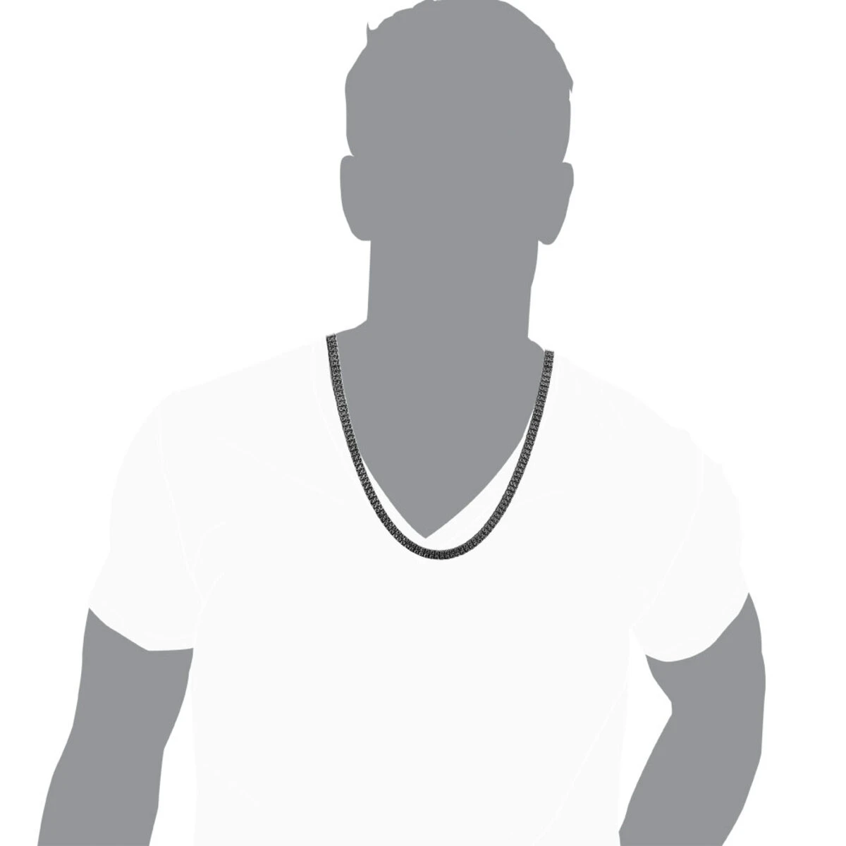 2 Row Black Diamonds Tennis Necklace In Sterling Silver For Men 1ct 4 2 Row Black Diamonds Tennis Necklace In Sterling Silver For Men 1ct - Image 2