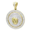 1 Carat Mini Diamond Medusa Head Pendant For Men Medallion 10K Yellow Gold