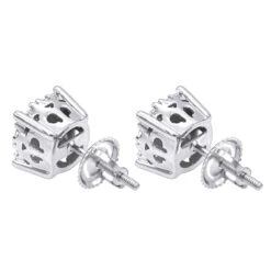 1 Carat Round Halo Diamond Cluster Stud Earrings 14K White Gold By Luxurman -H'Hen Sale Store 1 carat round halo diamond cluster stud earrings in 14k gold by luxurman backwh 1