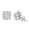 1 Carat Round Halo Diamond Cluster Stud Earrings 14K White Gold By Luxurman