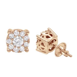 1 Carat Round Halo Diamond Cluster Stud Earrings 14K White Gold By Luxurman -H'Hen Sale Store 1 carat round halo diamond cluster stud earrings in 14k gold by luxurman ro 1