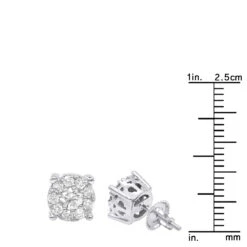 1 Carat Round Halo Diamond Cluster Stud Earrings 14K White Gold By Luxurman -H'Hen Sale Store 1 carat round halo diamond cluster stud earrings in 14k gold by luxurman rulerwh 1