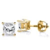 1 Carat Solitaire Princess Cut Diamond Stud Earrings 14K Yellow Gold -H'Hen Sale Store 1 ct diamond stud earrings w princess diamonds 14k p 5652 ye