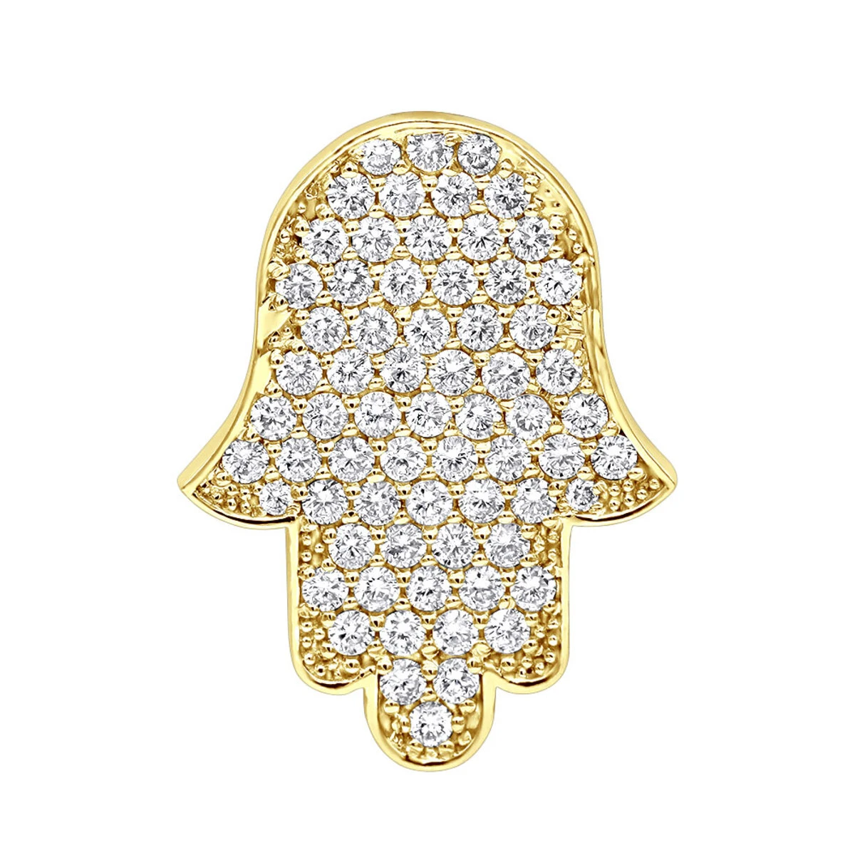 14K White Gold Jewish 1 Inch Diamond Hamsa Hand Amulet Pendant 1.5ct 4 14K White Gold Jewish 1 Inch Diamond Hamsa Hand Amulet Pendant 1.5ct - Image 2