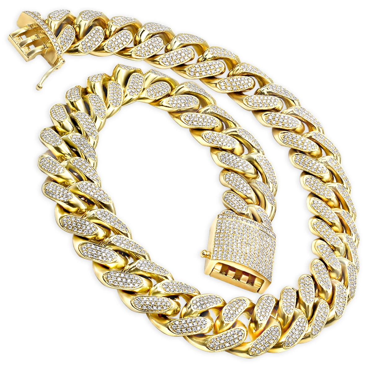 Solid 14K Yellow Gold Diamond Cuban Link Chain 1 Kilo 3 Solid 14K Yellow Gold Diamond Cuban Link Chain 1 Kilo