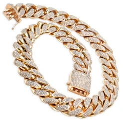 Solid 14K Yellow Gold Diamond Cuban Link Chain 1 Kilo 14 Solid 14K Yellow Gold Diamond Cuban Link Chain 1 Kilo -H'Hen Sale Store 1 kilo full inch solid cuban link 14k gold mens diamond chain 60 carats ro