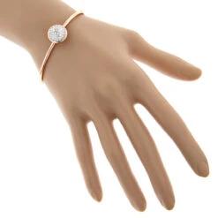 Ladies Pave Diamond Ball Bangle Bracelet 1 Ct 10K Rose Gold -H'Hen Sale Store 100238bodro bodro