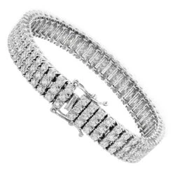 Solid 10K White Gold 3-Row Prong Diamond Bracelet For Men 1.85ct -H'Hen Sale Store 10k 3 row prong diamond toni tennis bracelet 185ct p 6125 backwh 1686359585