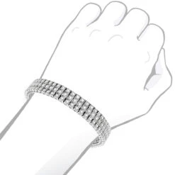 Solid 10K White Gold 3-Row Prong Diamond Bracelet For Men 1.85ct -H'Hen Sale Store 10k 3 row prong diamond toni tennis bracelet 185ct p 6125 bodwh