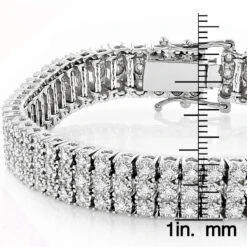Solid 10K White Gold 3-Row Prong Diamond Bracelet For Men 1.85ct -H'Hen Sale Store 10k 3 row prong diamond toni tennis bracelet 185ct p 6125 ruler