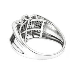 10K White Gold Black And White Men's Diamond Ring 0.5ct -H'Hen Sale Store 10k black and white mens diamond ring 065ct p 41325 backwh