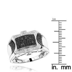 10K White Gold Black And White Men's Diamond Ring 0.5ct -H'Hen Sale Store 10k black and white mens diamond ring 065ct p 41325 rulerwh