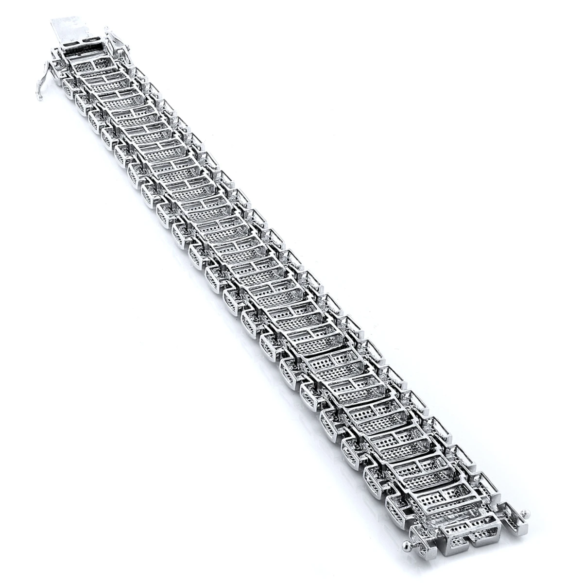 Iced Out 10K White Gold Custom White Black Diamond Bracelet For Men 8.47ct 4 Iced Out 10K White Gold Custom White Black Diamond Bracelet For Men 8.47ct - Image 2