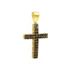 10K Yellow Gold Black Diamond Cross Pendant For Men 1.5ct By Luxurman
