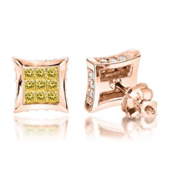 10K White Gold Canary Yellow Diamond Stud Earrings 0.6ct -H'Hen Sale Store 10k gold canary yellow diamond stud earrings 069ct p 84 ro