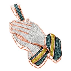 10K White Gold Color Diamond Praying Hands Pendant 2.75ct 9 10K White Gold Color Diamond Praying Hands Pendant 2.75ct -H'Hen Sale Store 10k gold color diamond praying hands pendant 275ct p 6016 ro