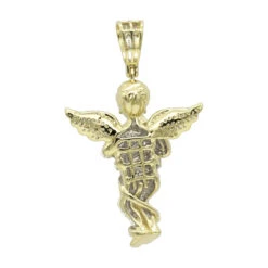 10K Yellow Gold Diamond Baby Angel Pendant For Men 1ct By Luxurman -H'Hen Sale Store 10k gold diamond baby angel pendant for men 13ct by luxurman backye