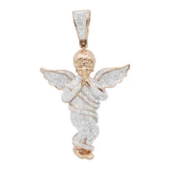 10K Yellow Gold Diamond Baby Angel Pendant For Men 1ct By Luxurman -H'Hen Sale Store 10k gold diamond baby angel pendant for men 13ct by luxurman ro
