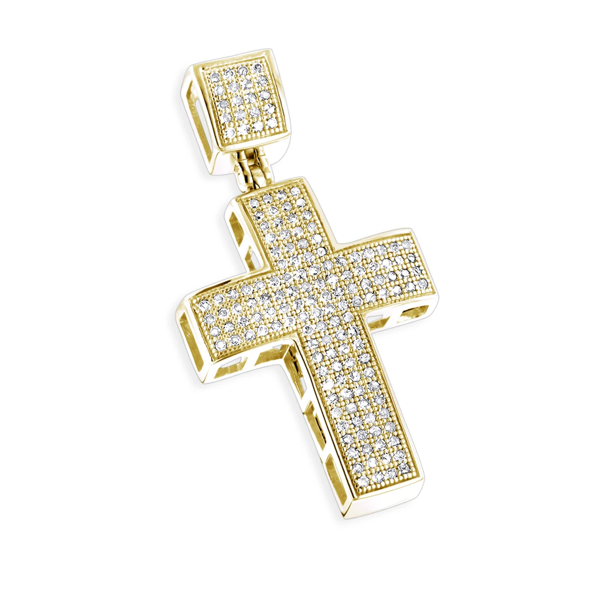 10K Yellow Gold Diamond Cross Pendant For Men 0.72ct 3 10K Yellow Gold Diamond Cross Pendant For Men 0.72ct