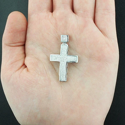 10K Yellow Gold Diamond Cross Pendant For Men 0.72ct 7 10K Yellow Gold Diamond Cross Pendant For Men 0.72ct - Image 5