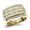10K Yellow Gold Diamond Men's Ring 2.25ct Unique Diamond Wedding Band