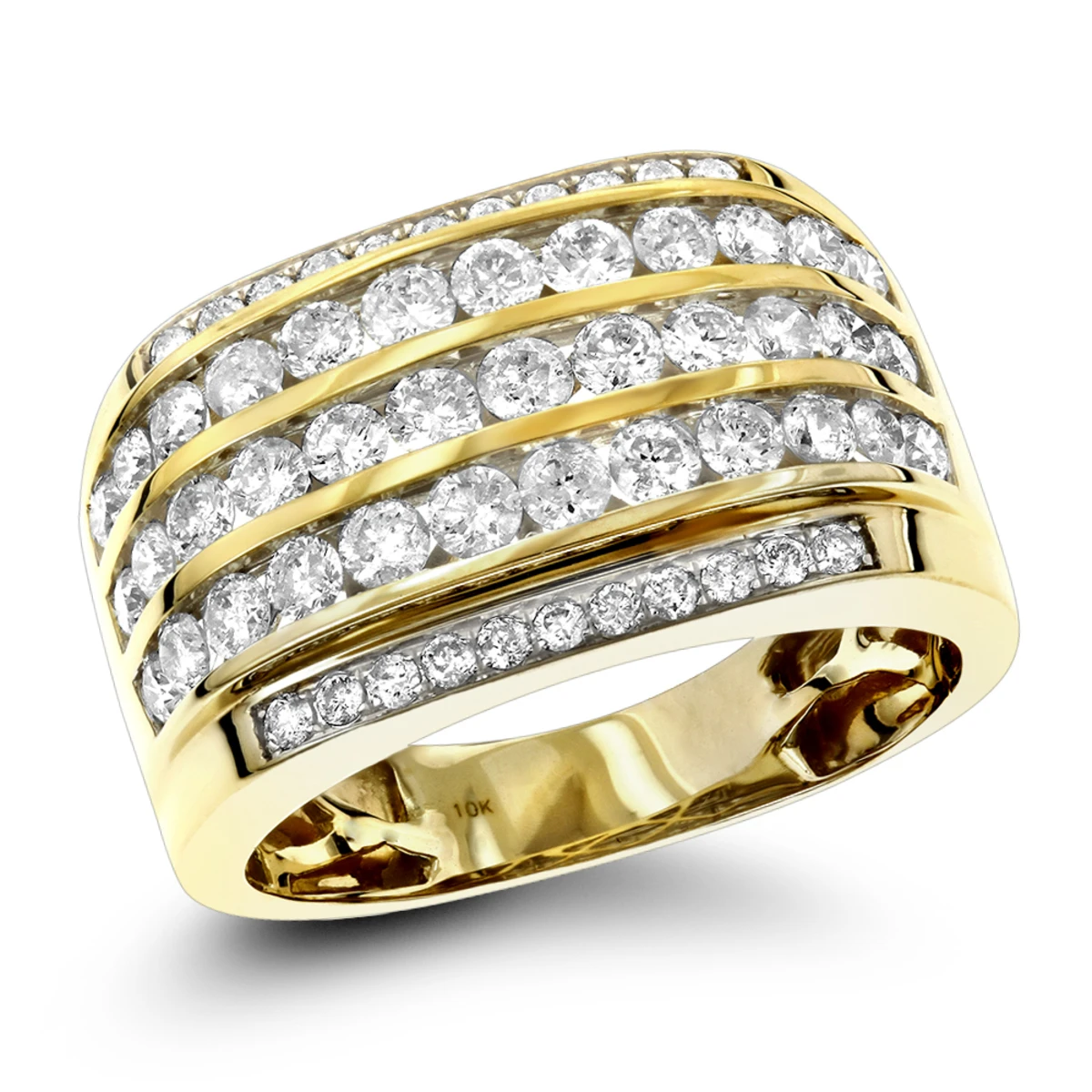 10K Yellow Gold Diamond Men's Ring 2.25ct Unique Diamond Wedding Band 3 10K Yellow Gold Diamond Men's Ring 2.25ct Unique Diamond Wedding Band