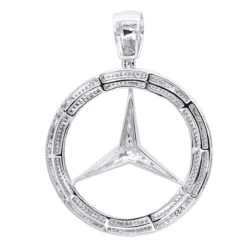 10K White Gold Diamond Mercedes-Benz Pendant For Men 1 Carat 11 10K White Gold Diamond Mercedes-Benz Pendant For Men 1 Carat -H'Hen Sale Store 10k gold diamond mercedes benz pendant for men 1 carat backwh