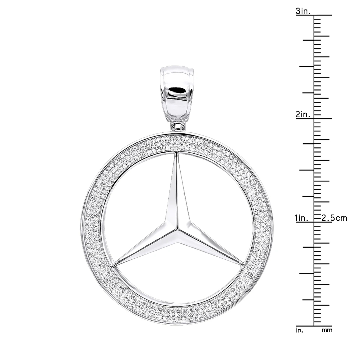 10K White Gold Diamond Mercedes-Benz Pendant For Men 1 Carat 8 10K White Gold Diamond Mercedes-Benz Pendant For Men 1 Carat - Image 6