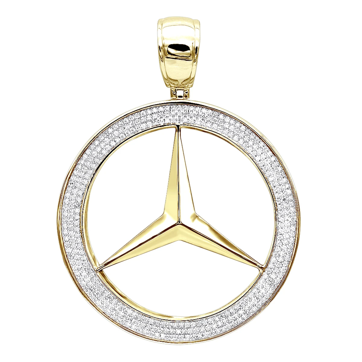 10K White Gold Diamond Mercedes-Benz Pendant For Men 1 Carat 4 10K White Gold Diamond Mercedes-Benz Pendant For Men 1 Carat - Image 2