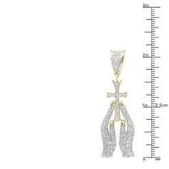 10K Yellow Gold Diamond Praying Hands And Cross Charm Pendant For Men 0.9 13 10K Yellow Gold Diamond Praying Hands And Cross Charm Pendant For Men 0.9 -H'Hen Sale Store 10k gold diamond praying hands and cross charm pendant for men 09 rulerye