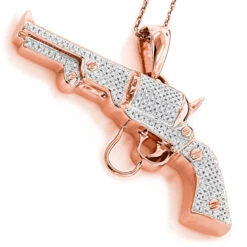 10K Yellow Gold Diamond Revolver Pistol Pendant For Men 1/2ct -H'Hen Sale Store 10k gold diamond revolver pistol pendant 1ct p 6018 ro