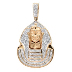 10K Yellow Gold Egyptian Pharaoh Head Diamond Pendant For Men 0.9ct 10 10K Yellow Gold Egyptian Pharaoh Head Diamond Pendant For Men 0.9ct -H'Hen Sale Store 10k gold egyptian pharaoh head diamond pendant for men 09ct ro