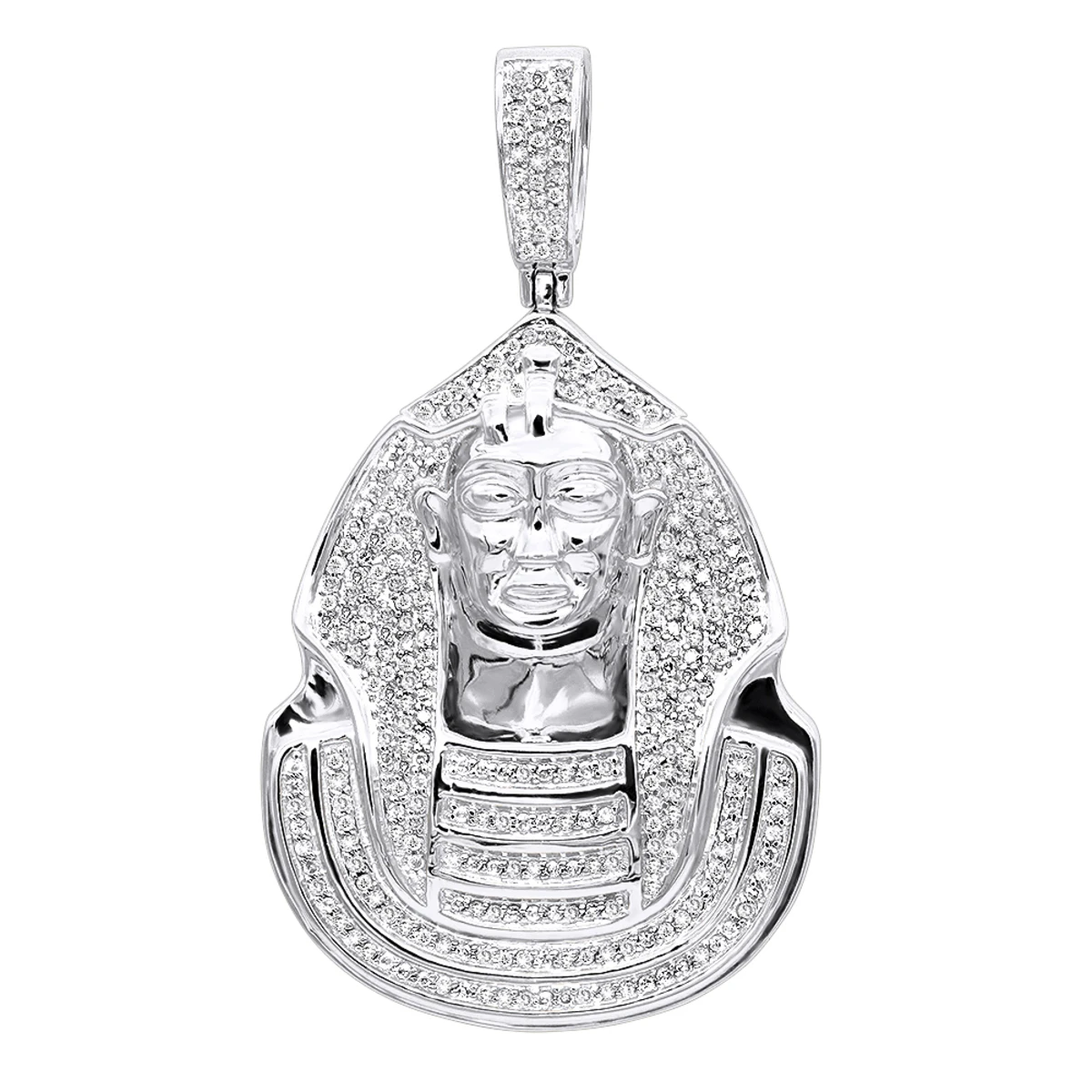 10K Yellow Gold Egyptian Pharaoh Head Diamond Pendant For Men 0.9ct 4 10K Yellow Gold Egyptian Pharaoh Head Diamond Pendant For Men 0.9ct - Image 2
