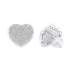 10K White Gold Heart Shaped Diamond Stud Earrings 0.63ct