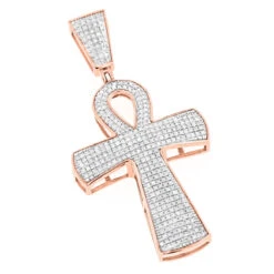 10K Yellow Gold Iced Out Egyptian Ankh Cross Diamond Symbol Of Life Pendant 0.85ct -H'Hen Sale Store 10k gold iced out egyptian ankh cross diamond symbol of life pendant 085ct ro