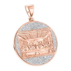 10K Yellow Gold Last Supper Diamond Pendant For Men Medallion By Luxurman -H'Hen Sale Store 10k gold last supper diamond pendant for men medallion by luxurman ro