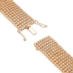 Hip Hip 10K Yellow Gold 8-Row Tennis Diamond Bracelet For Men 10 Carats -H'Hen Sale Store 10k gold mens 8 row diamond bracelet 825ct p 6025 backro