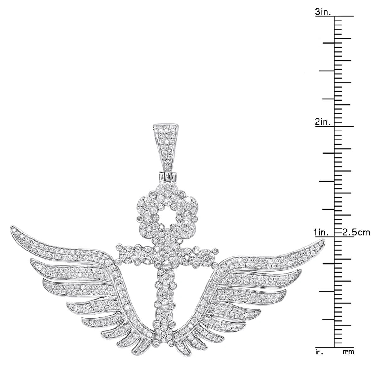 10K White Gold Men's Diamond Ankh Pendant Cross With Wings 3.33ct By Luxurman 8 10K White Gold Men's Diamond Ankh Pendant Cross With Wings 3.33ct By Luxurman - Image 6