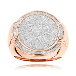 10K Yellow Gold Pave Round Diamonds Ring For Men 0.7ct -H'Hen Sale Store 10k gold pave round diamonds ring for men 074ct ro