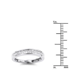 10K White Gold Princess Cut Diamond Wedding Band For Women 1 Carat 9 10K White Gold Princess Cut Diamond Wedding Band For Women 1 Carat -H'Hen Sale Store 10k gold princess cut diamond wedding band for women 1 carat rulerwh