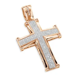 10K White Gold Round Diamond Cross Pendant 1ct -H'Hen Sale Store 10k gold round diamond cross pendant 100ct p 22435 ro