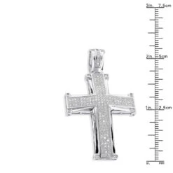 10K White Gold Round Diamond Cross Pendant 1ct -H'Hen Sale Store 10k gold round diamond cross pendant 100ct p 22435 rulerwh