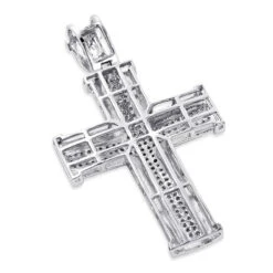 10K White Gold Round Diamond Cross Pendant 1ct -H'Hen Sale Store 10k gold round diamond cross pendant 100ct p 22435back