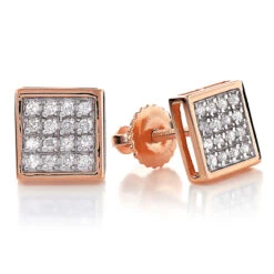 10K White Gold Square Pave Diamond Stud Earrings 0.19ct -H'Hen Sale Store 10k gold square pave diamond stud earrings 019ct p 5933 ro