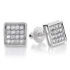 10K White Gold Square Pave Diamond Stud Earrings 0.19ct